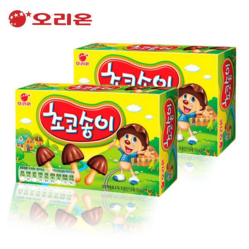 Korea imports snack ORION, Yellow mushroom, loose crispy chocolate chicken cookie cookies 50g