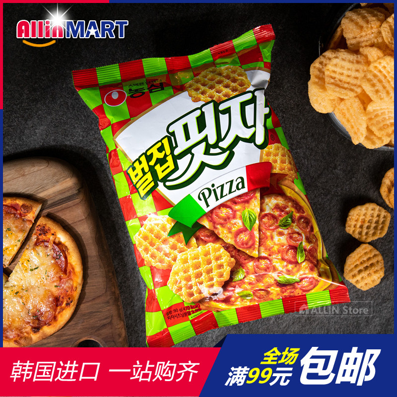 South Korea imported snacks Nongxin honeycomb pizza puffed slices honeycomb pizza slices snack food 90g