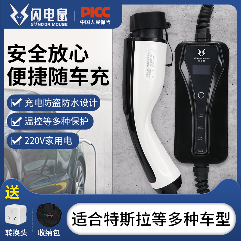 Lightning Mouse Tesla Charging Pile with Vehicle Charging Energy Electric Vehicle Portable Charging Gun
