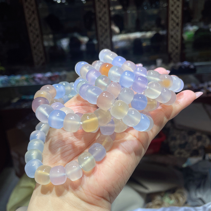 Natural Agate Chalcedony Bracelet High Ice Macaron Multi-Gemstone Round Beads Old-Style Straight-Cut Abacus Bead Bracelet Jewelry Natural Agate Chalcedony Bracelet High Ice Macaron Multi-Gemstone Round Beads Old-Style Straight-Cut Abacus Bead Bracelet Jewelry