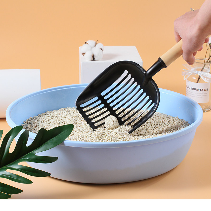 Meow Banquet Cat Sand Shovel Metal Super Large Size Cat Shoveling Machine Solid Wood Handle Fine Pore Small Hole Shovel Shit God-Taobao