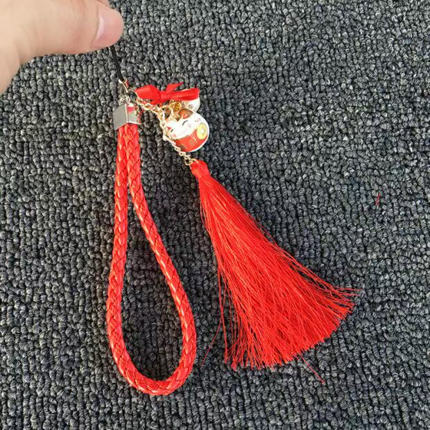 Năm mới lễ hội mèo may mắn điện thoại di động vỏ dệt dây ngắn