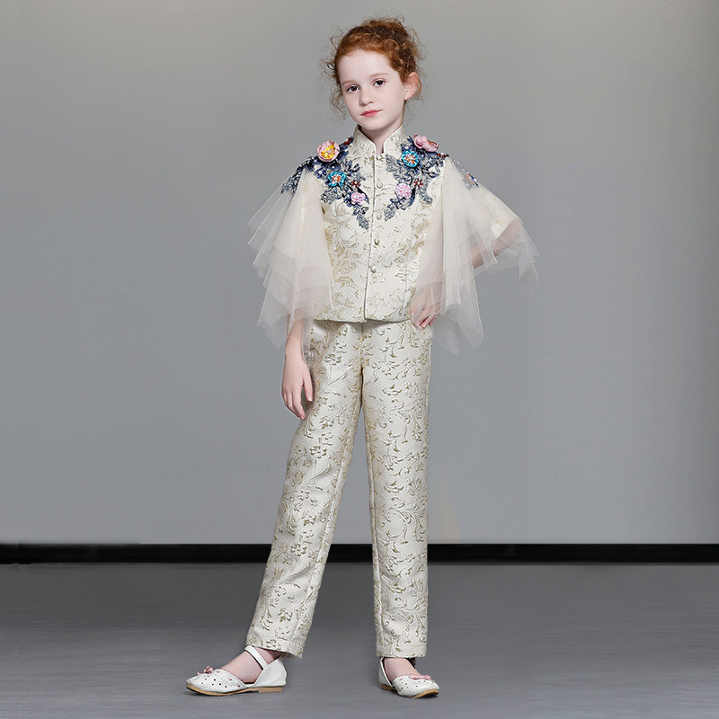 Girls dress models show dress tide costume children fashion suit suit small girl host evening dress