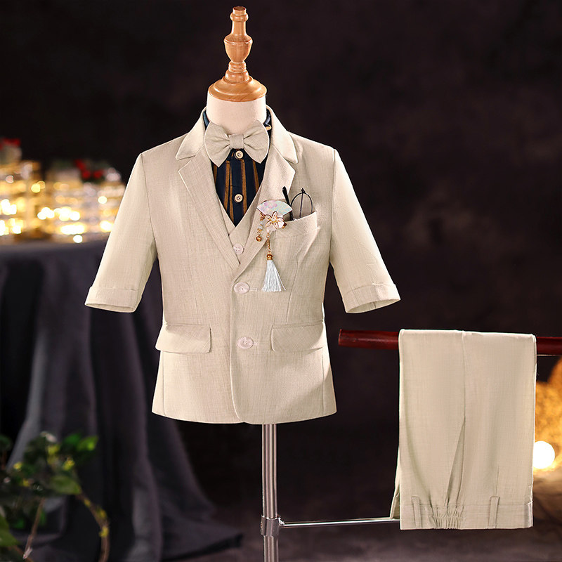 Children suits suit 2022 new summer short sleeves flower boy boy gown walk show piano to serve little boy