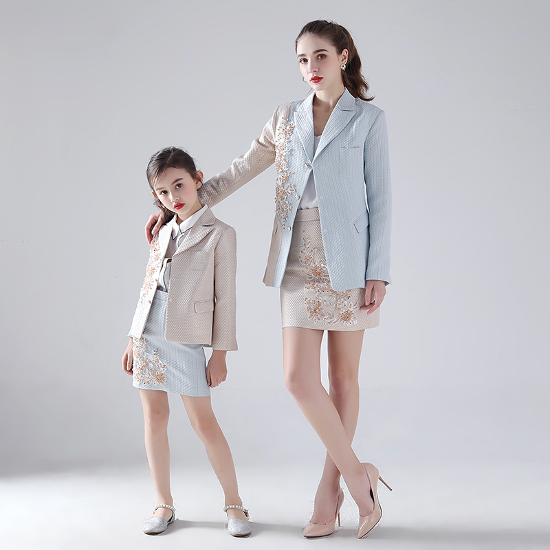 Children's suits suit high-end pro-child clothes mother and son clothes small west suit Chauding girl model walking show gown fashion