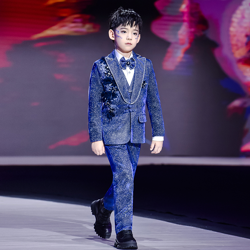 Children Suits Suit Boy 2023 New Models Walk Show Flowers Children Stage Boomer Costuo Presenter Piano Plays Out-Taobao