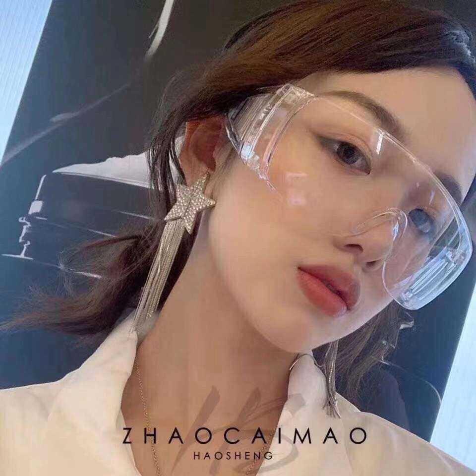 Net red transparent goggles labor insurance men and women dustproof windproof anti-foam glasses anti-splash anti-impact riding protective glasses