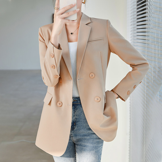 Niche design sense non-iron suit jacket women's spring 2022 new casual coffee color Korean suit jacket