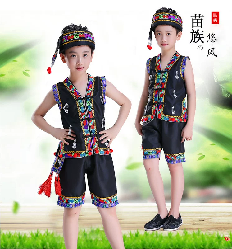 Trang phục thiểu số cho trẻ em mới, bé trai, Miao, Zhuang, Li, Yi, bầu bí, cho bé trai
