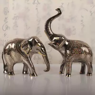 16-inch colorful lucky Feng Shui elephant pair of elephants decoration bronze Pakistani craft gift decoration Bronze elephant