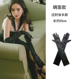 Черные перчатки, бархатное красное вечернее платье для невесты