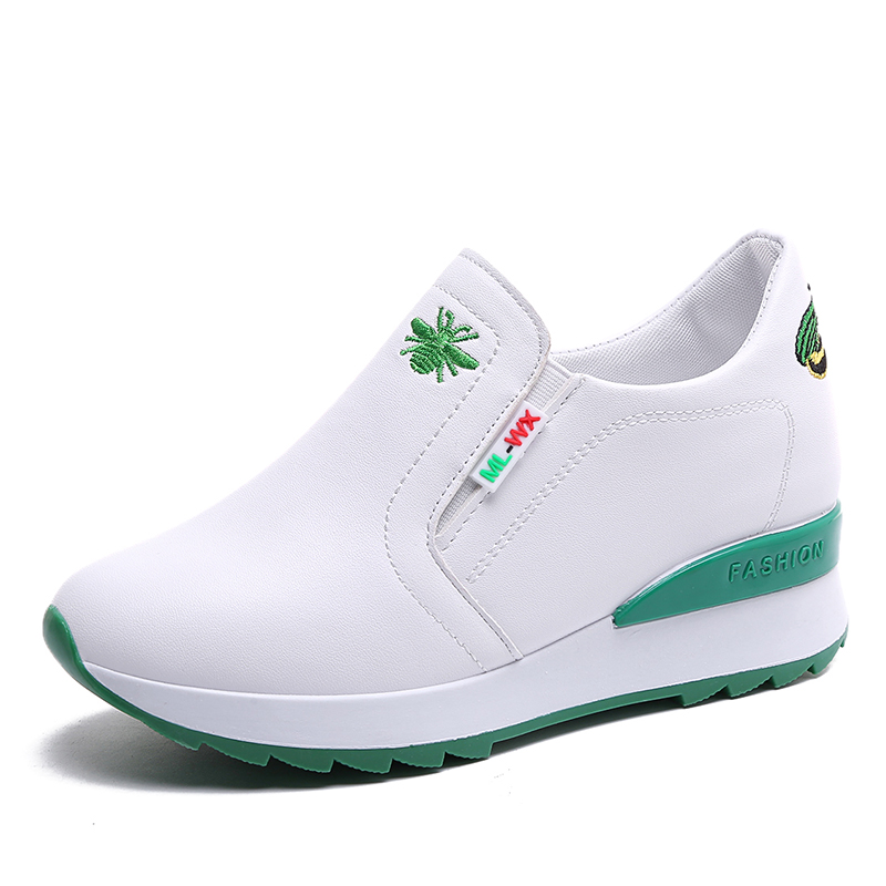 GreenKorean version Versatile chic Internal elevation Women's Shoes 2021 Spring and Autumn new pattern Side zipper non-slip Casual shoes motion shoes