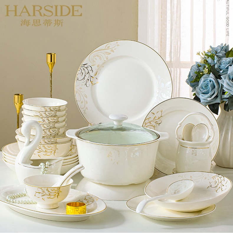 HARSIDE Korean ceramic bowl set home European creative bowl combination bone china tableware bowl set