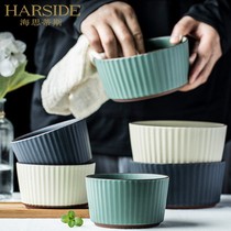  HARSIDE ceramic color glaze rice bowl soup bowl Household Nordic simple noodle bowl Large bowl instant noodle bowl Loose diy