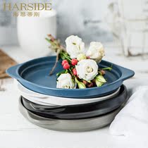 HARSIDE ceramic pasta breakfast plate Japanese home creative Western plate round flat plate shallow plate Ceylon