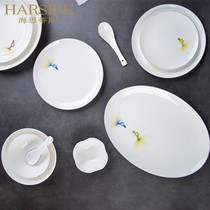 HARSIDE Tangshan hand-painted ceramic tableware bowl set household simple Chinese bowl and spoon combination gift