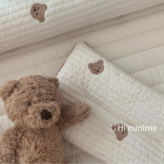 ins wind korea baby pillow breathable sweaty embroidery small bear baby nursery special anti-flat head styling pillow