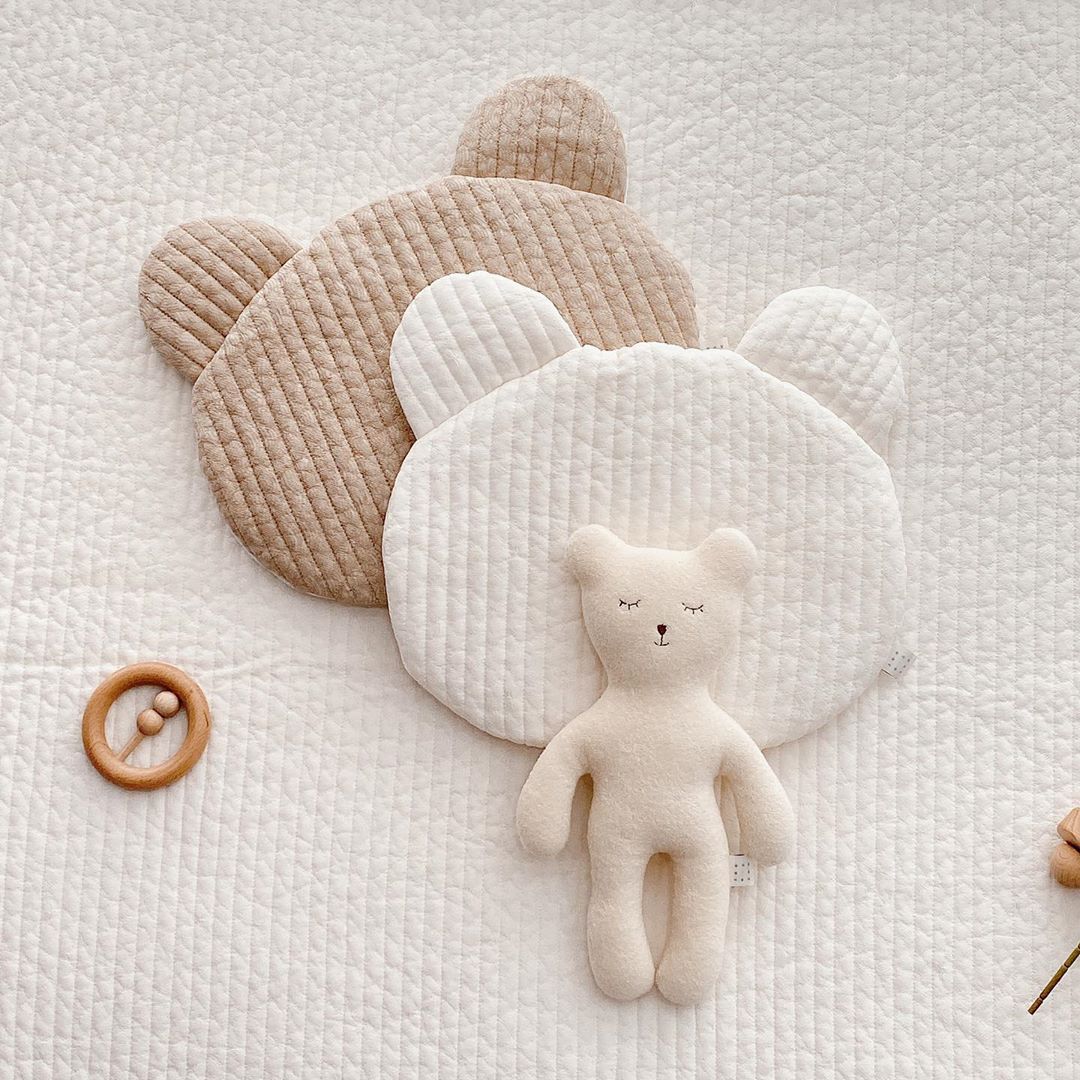 ins wind Korea quilted pillow newborn cute flat pillows baby breathable pure cotton bunny little bear baby pillow