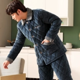 Демисезонная флисовая коралловая пижама, мужская бархатная стеганая удерживающая тепло куртка, осенний демисезонный комплект