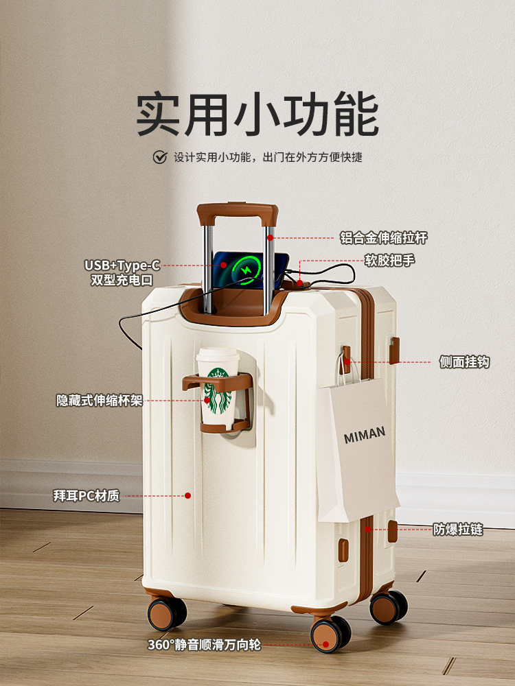 Luggage Suitcase for Women 2025 New Model 20inch Carry-On Travel Combination Lock Trolley Leather Suitcase Sturdy and Durable Multifunctional for Men