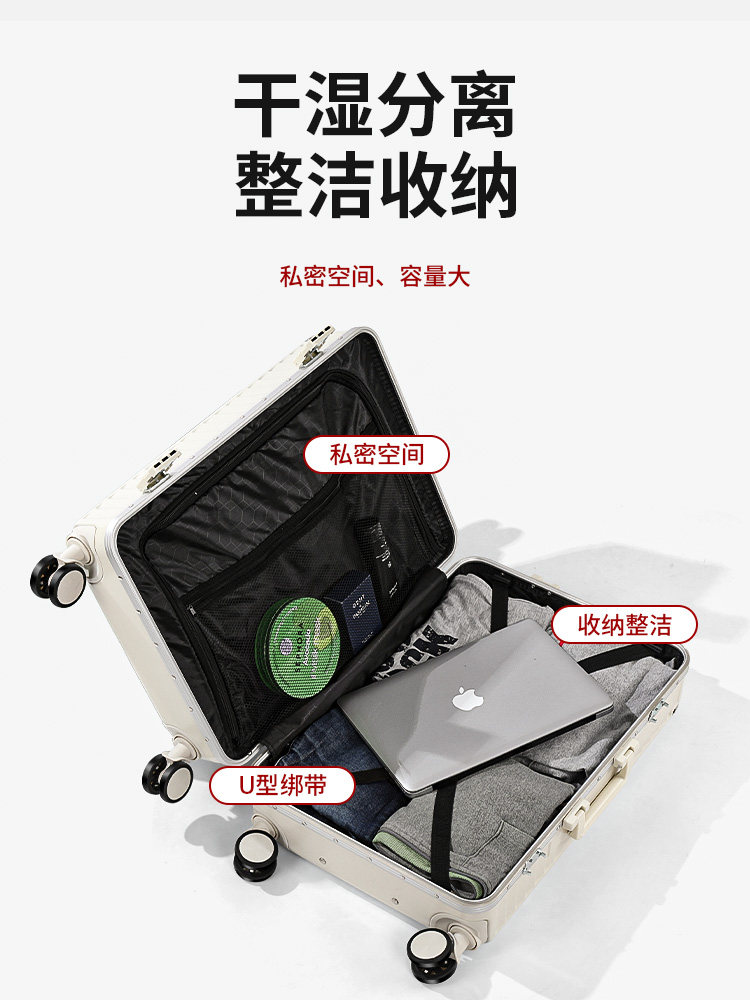 Luggage Suitcase for Women 2025 New Model Travel Trolley Boarding Case 20inch Large Capacity Aluminum Frame Password Suitcase Sturdy and Durable