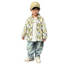 Boys shirts and jackets spring and autumn 2024 new childrens handsome trendy Korean style boys spring long-sleeved shirts