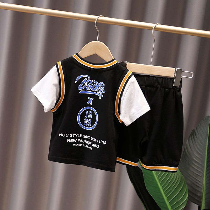 Boy suit 1 1 2 3 weeks old half male baby Summer sports clothes children summer clothes boys short sleeves small children's clothes