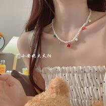 Pearl necklace female cute fruit pendant ins childlike beads pomegranate pendant choker