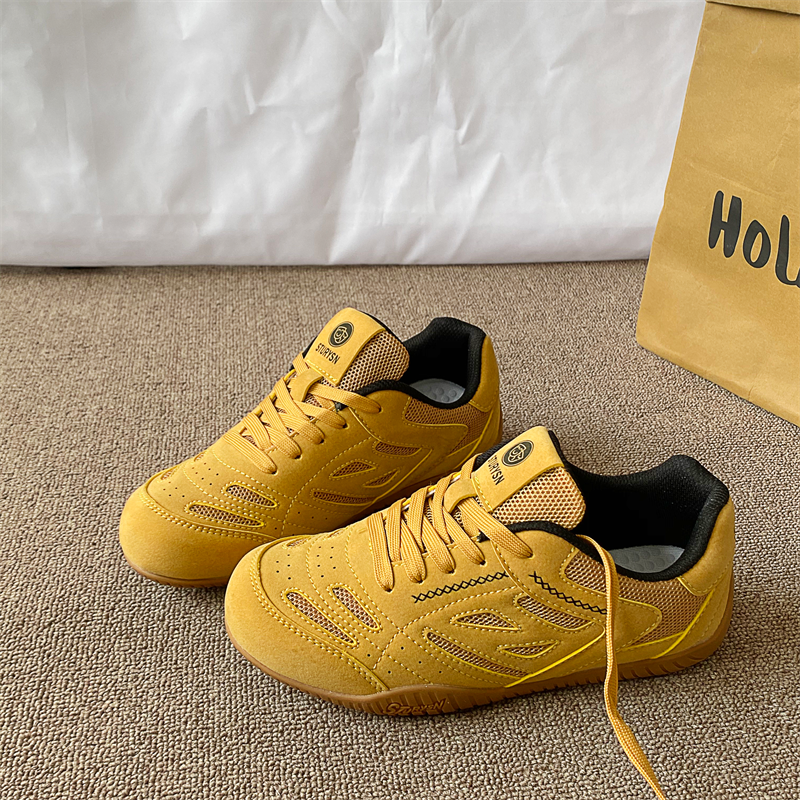 Retro Yellow Racing Moral Training Shoes for Men and Women, 2026 Spring New Style Mesh Breathable Couple Casual Board Shoes