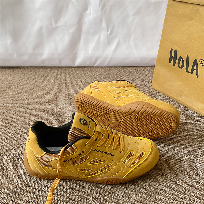 Retro Yellow Racing Moral Training Shoes for Men and Women, 2026 Spring New Style Mesh Breathable Couple Casual Board Shoes