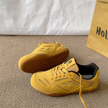 Retro Yellow Racing Moral Training Shoes for Men and Women, 2026 Spring New Style Mesh Breathable Couple Casual Board Shoes