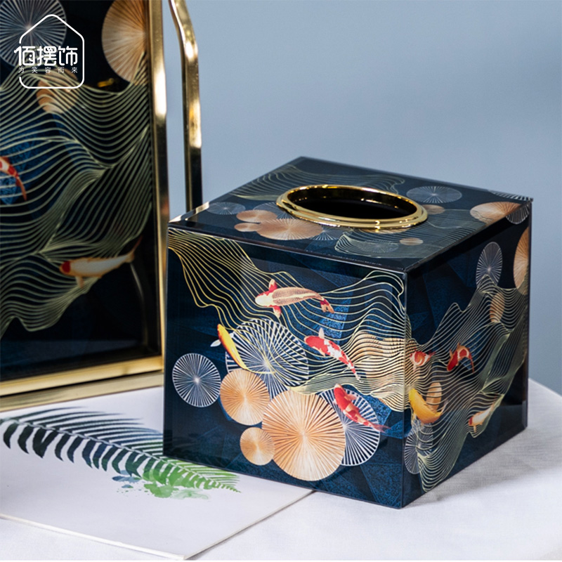 Modern Chinese light lavish tissue box Home upscale toilet paper box Living room minimalist tea table multifunction remote control