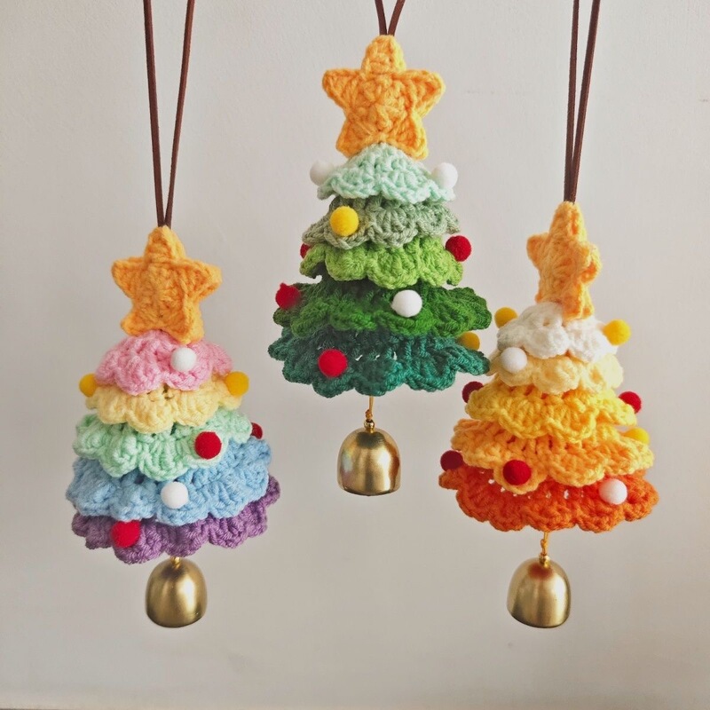 [Finished Product] Christmas Tree Car Hanging Ornament, Handmade Yarn Crochet Indoor Scene Decoration Gift