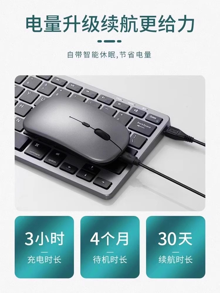 Bluetooth Wireless Magic Keyboard and Mouse Set Suitable for Apple Notebook Mac Computers iPad Tablet Silent Small