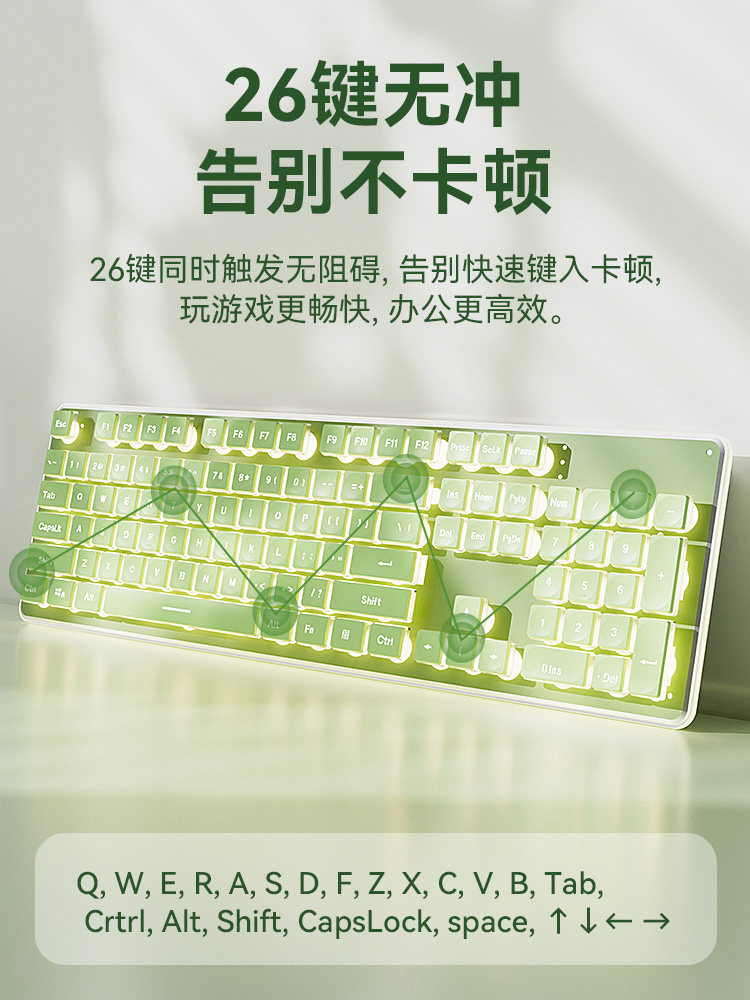 Ultra-Quiet Mechanical Feel Keyboard and Mouse Set, Wired Laptop Keyboard and Mouse, Dedicated for Girls' Office and Gaming