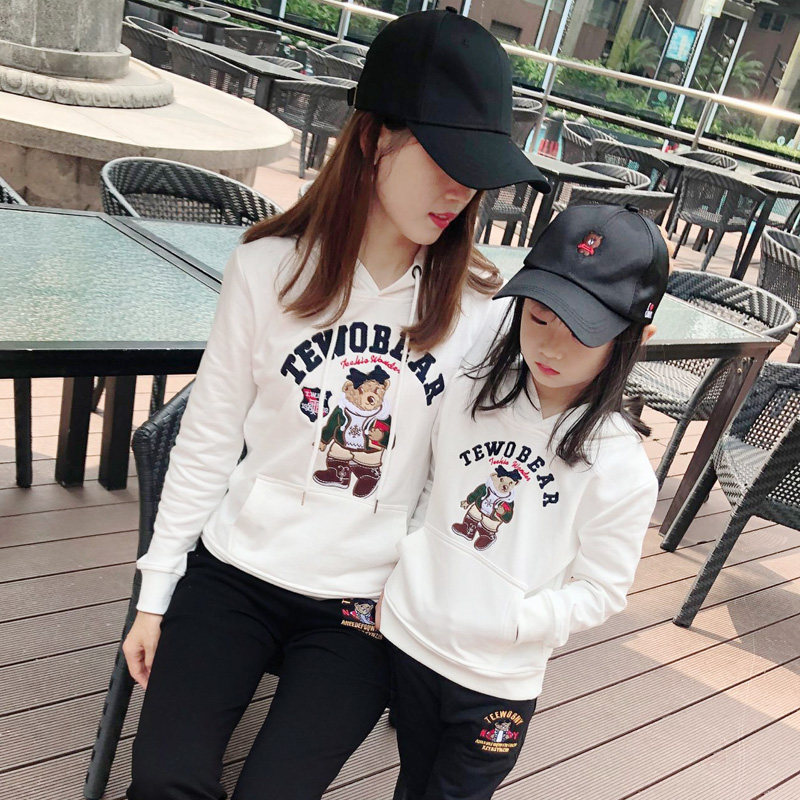 Girls Cotton T Children's Autumn and Winter Parent-child Wear Mother and Daughter Sweater Cute Western-style Cotton Top Plus Velvet
