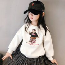 2021 autumn and winter plus velvet girls sweater bottoming shirt children's coat round neck coat cotton spring and autumn cute foreign style