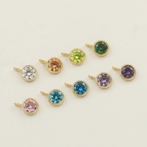 American 14K gold-filled A-grade zircon multi-color vertical hole small pendant DIY bracelet necklace jewelry accessories