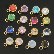 American 14K gold-plated pointed bottom zircon 4MM3MM round pendant pendant DIY earrings bracelet necklace tail pendant accessories