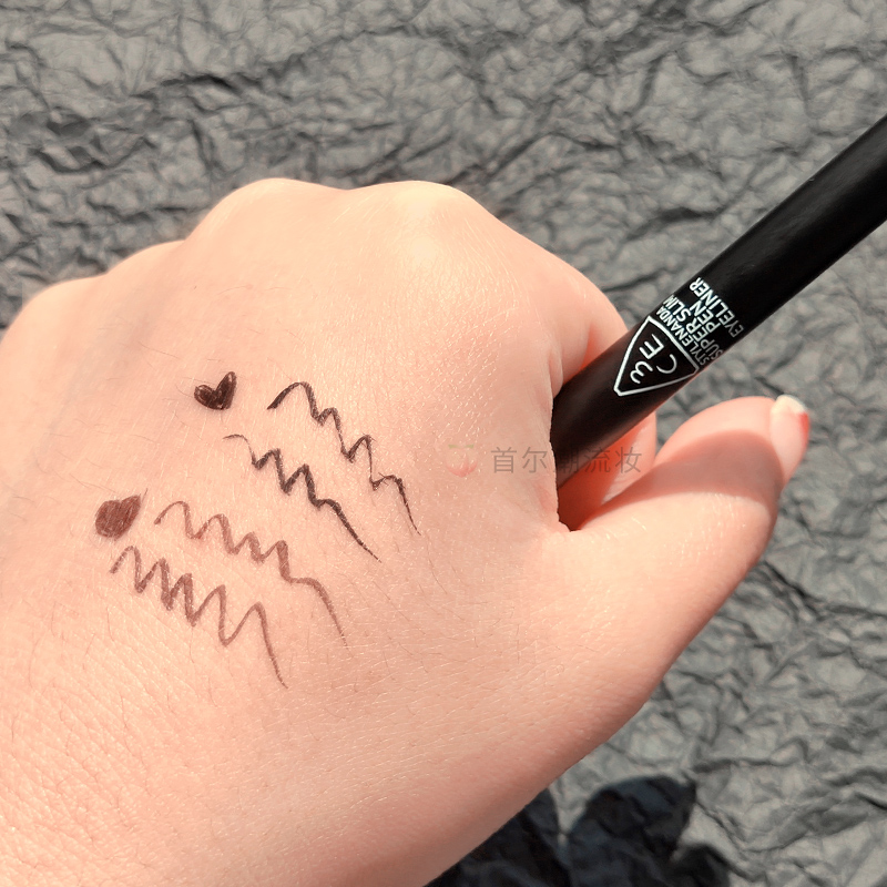 Korea 3CE extremely fine eyeliner liquid pen waterproof sweatproof non-smudge pen black brown smooth soft head beginner girl