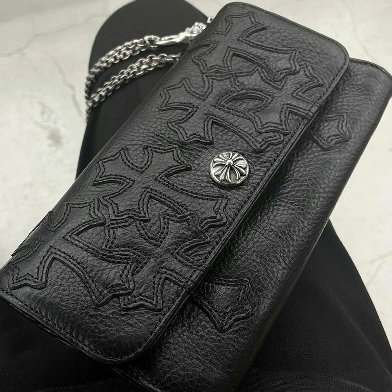 Genuine Leather Wallet, Cowhide, Long Style, 80% off Single Buckle, Cross Embroidery, Size 20*10, Thickness 2.5cm, in Stock, Quick Delivery