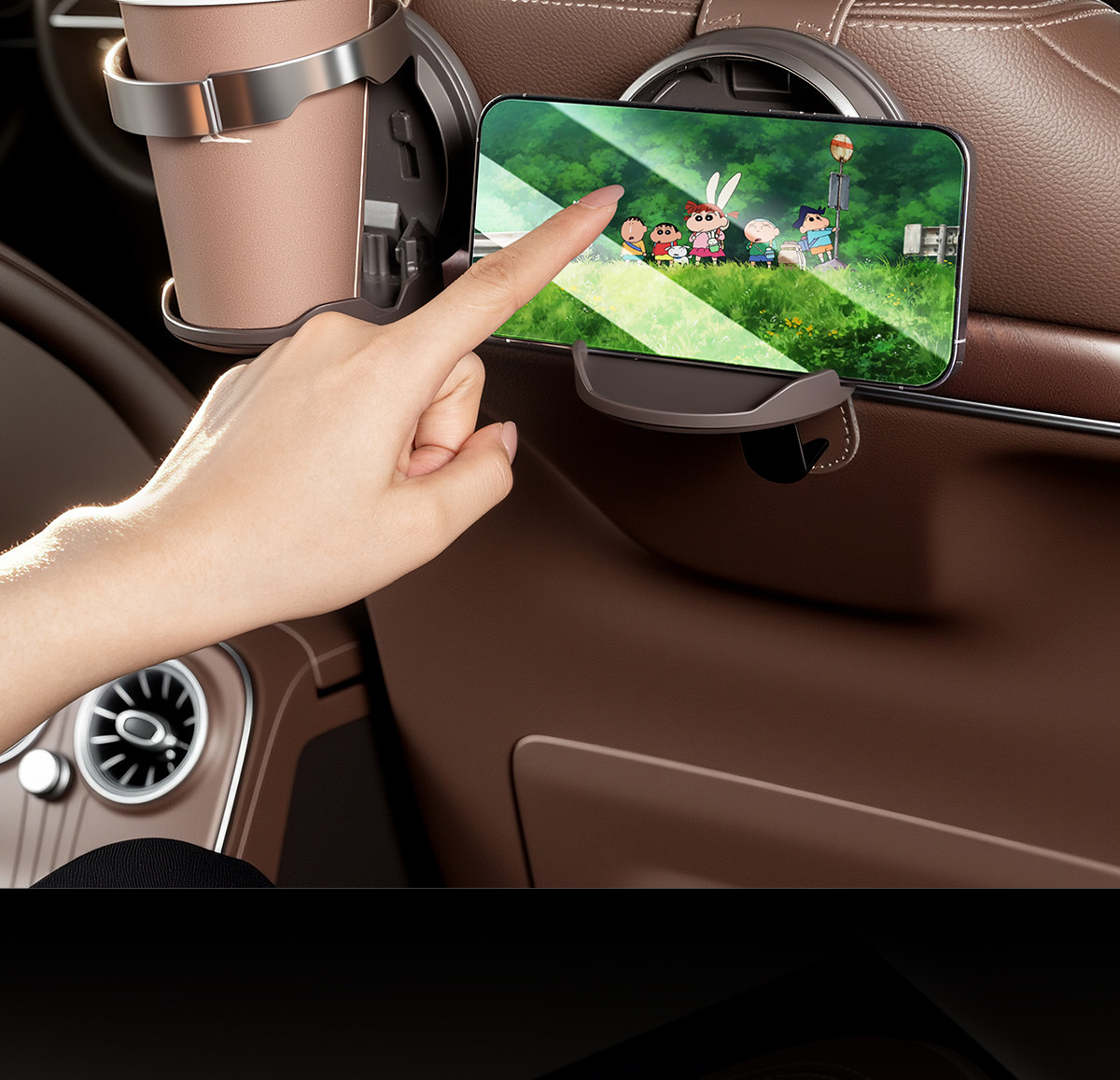 Car seat back cup holder hook, multifunctional car phone holder, rear seat storage rack