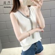 Sling cô gái vest bên trong 2020 mùa hè váy rực rỡ lụa mới tay áo thun vai triều bottomwear đeo cổ chữ V đỉnh triều