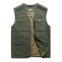 Áo thun cotton nhiều mốt cho người trung niên và trung niên mùa hè túi vest mùa xuân và mùa thu vest vest vai nhiều mặt nam mỏng - Dệt kim Vest áo khoác len dáng dài hàn quốc