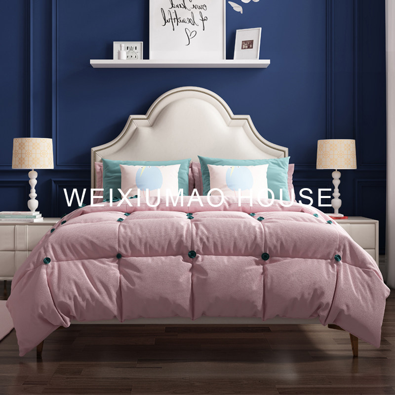 American teenager children's bed boy single bed light luxury solid wood modern minimalist leather bed girl princess 1 5 meters