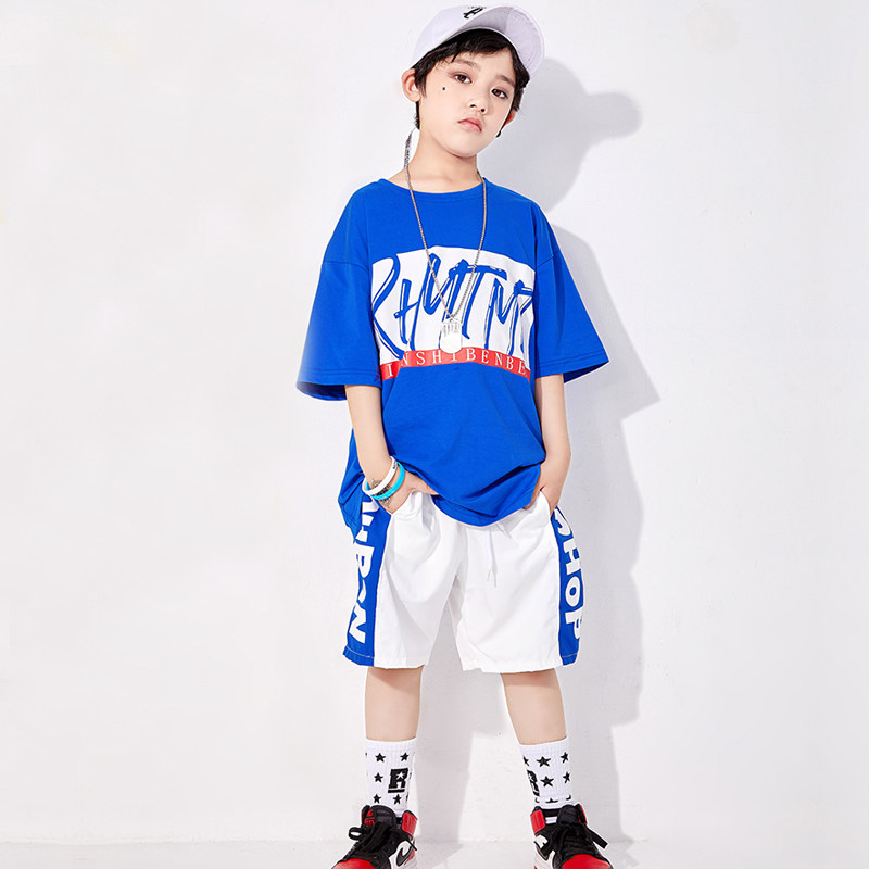 Hip Hop Children Street Dance Suit Boy Summer Han Version Short Sleeve Pants Early Childhood Hiphop Boy Street Dance Clothes Tide