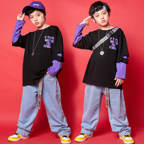 Children Hip Hop Street Dance Suit Autumn Winter Hiphop Boy Long Sleeve Boomer Suit Girl Jazz Dance Out