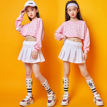 Girl Jazz Dance Costume Children Street Dance Suit Girl Dew Waist Long Sleeve Spring And Autumn Clothes Hip Hop to Costume Tide