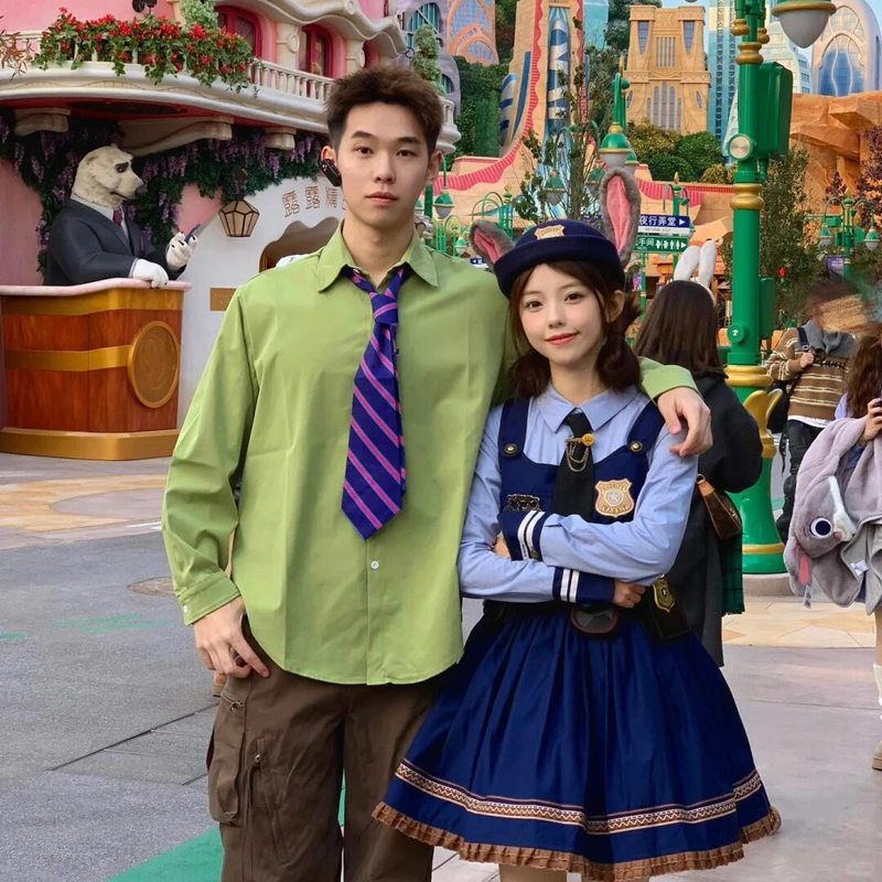 Rabbit Police Officer Outfit Nick Fox Shirt Judy Cos Zootopia Universal Couple Set Anime Clothing