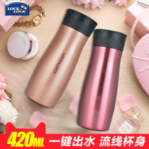 Music clasp mug one button water outlet 420ML stainless steel LHC3229 male and female students portable water Cup